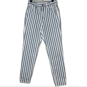 American eagle High rise striped white and blue mom Jean Size 4 X Tall